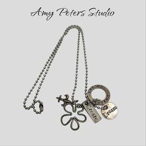 Vintage Amy Peters Studio 18" necklace with pewter charms retro Y2K